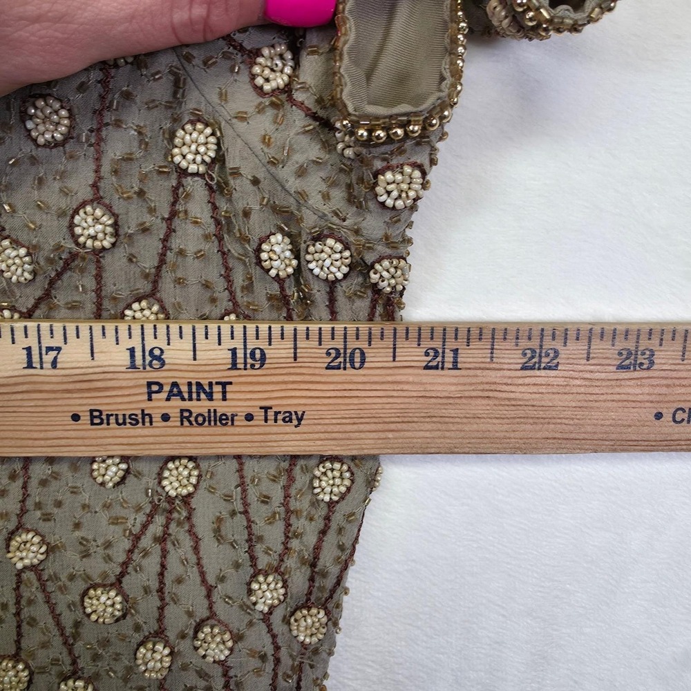 Adrianna Papell Two Piece Dress Set Womens 14 Silk Beaded vtg Formal Art Deco - Picture 6 of 16